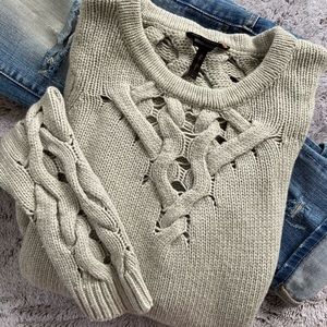 BCBG Cable knit cutout sweater